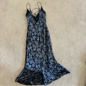 Vintage velvet burnout dress dark fairy elf